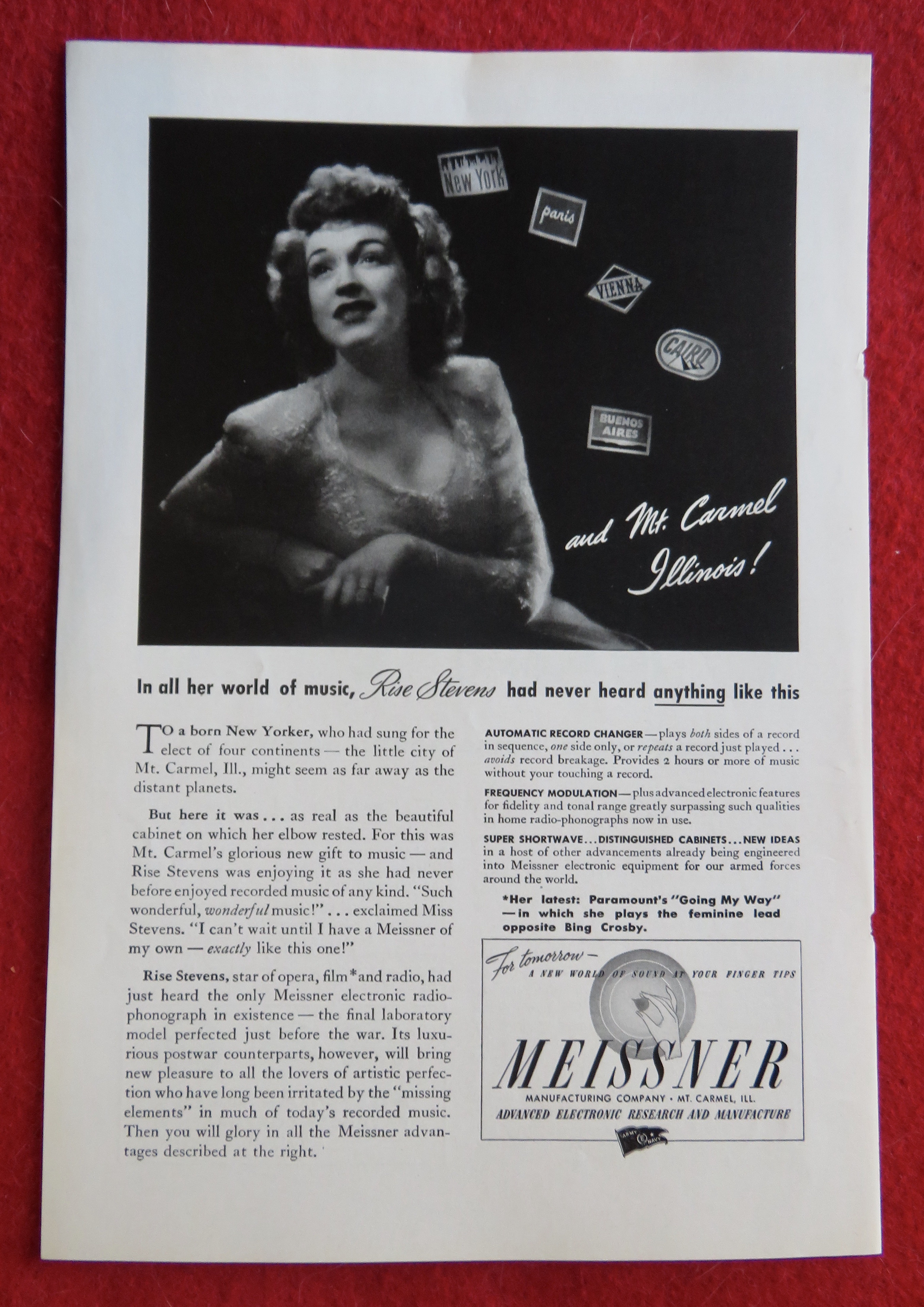 1944 Meissner Electronic Radio with Rise Stevens