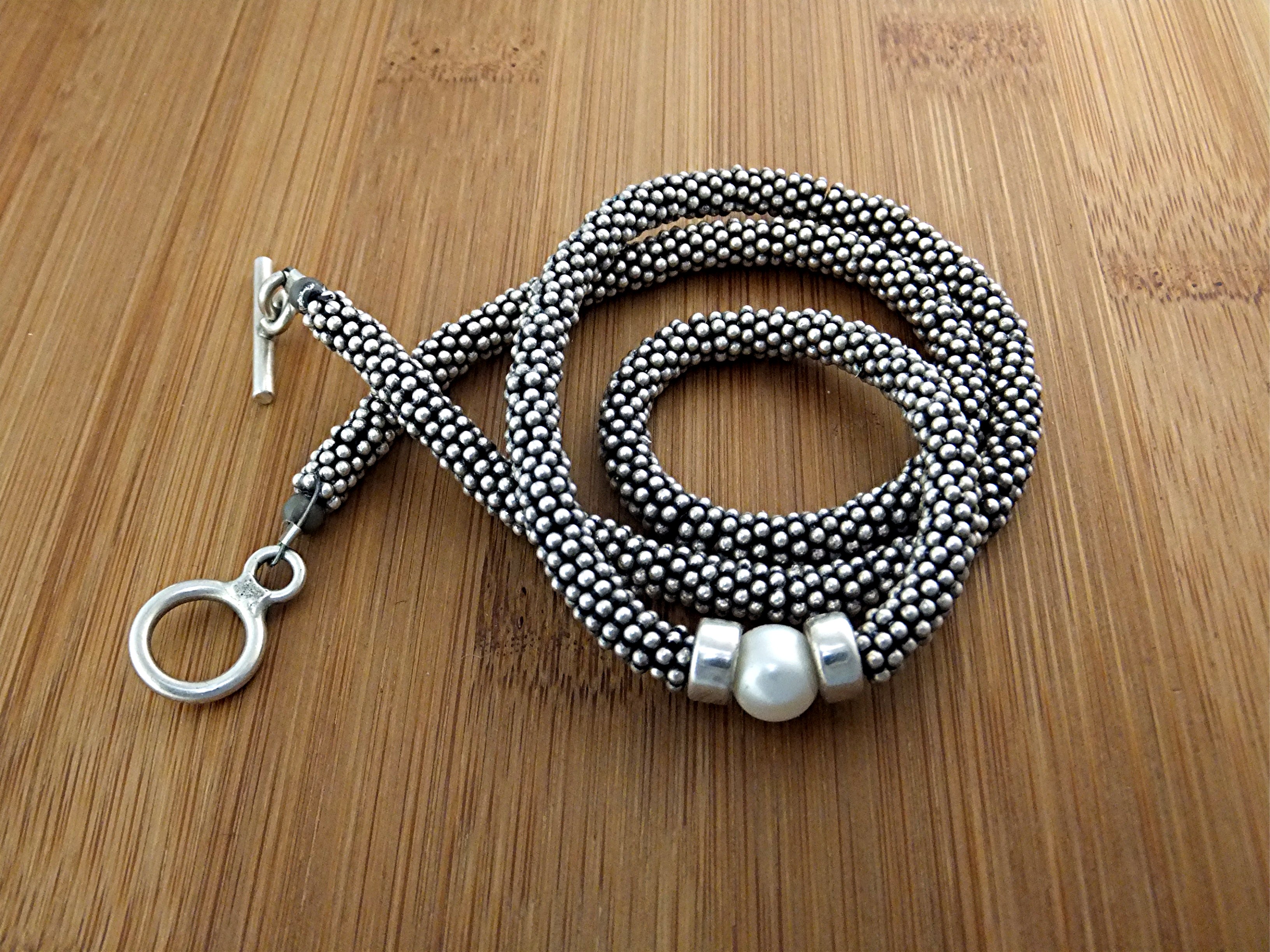 Necklace Sterling Silver Genuine Pearl 56 Grams