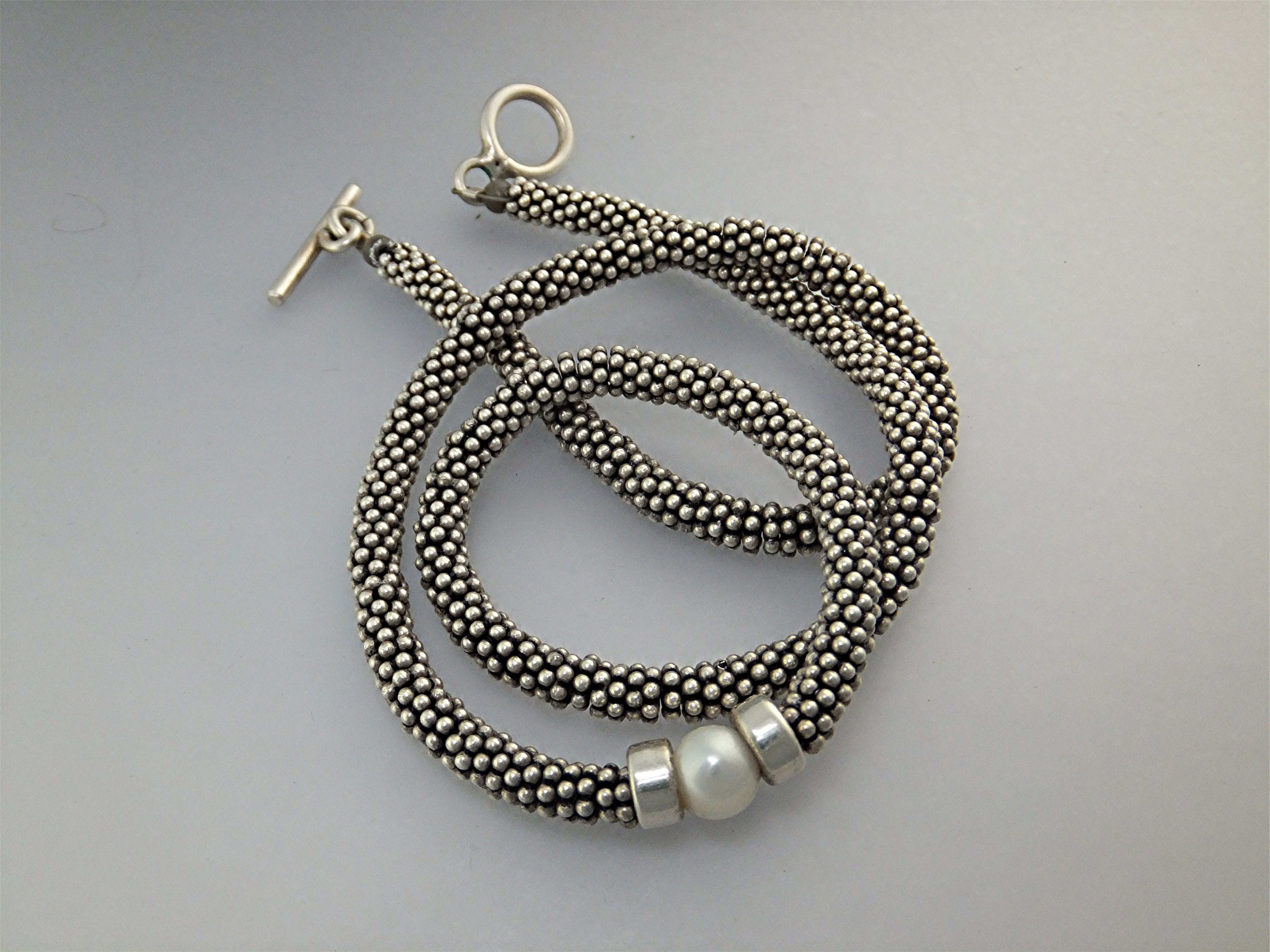 Necklace Sterling Silver Genuine Pearl 56 Grams