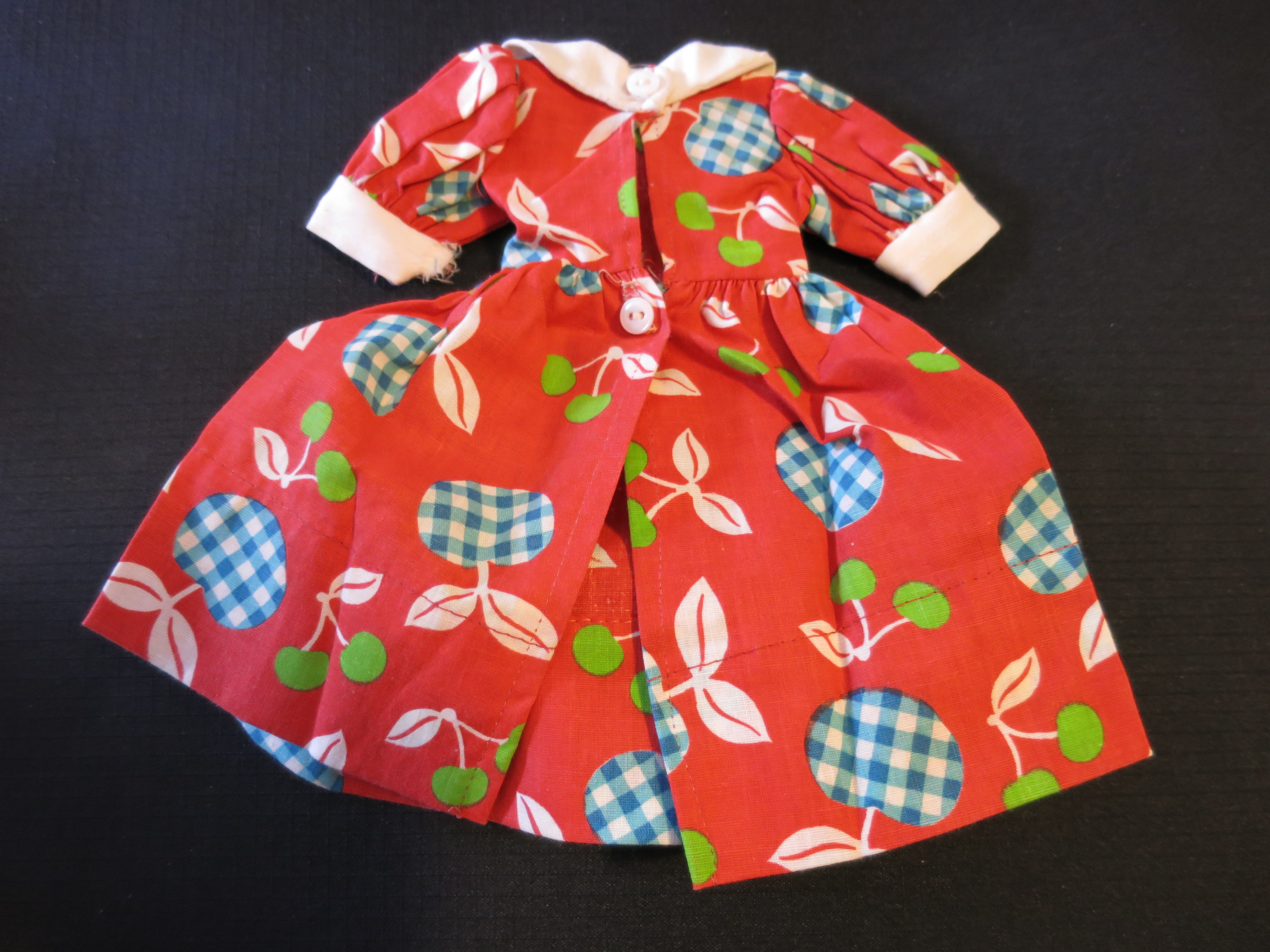Vintage doll dress Apple Cherry Motif 1960s