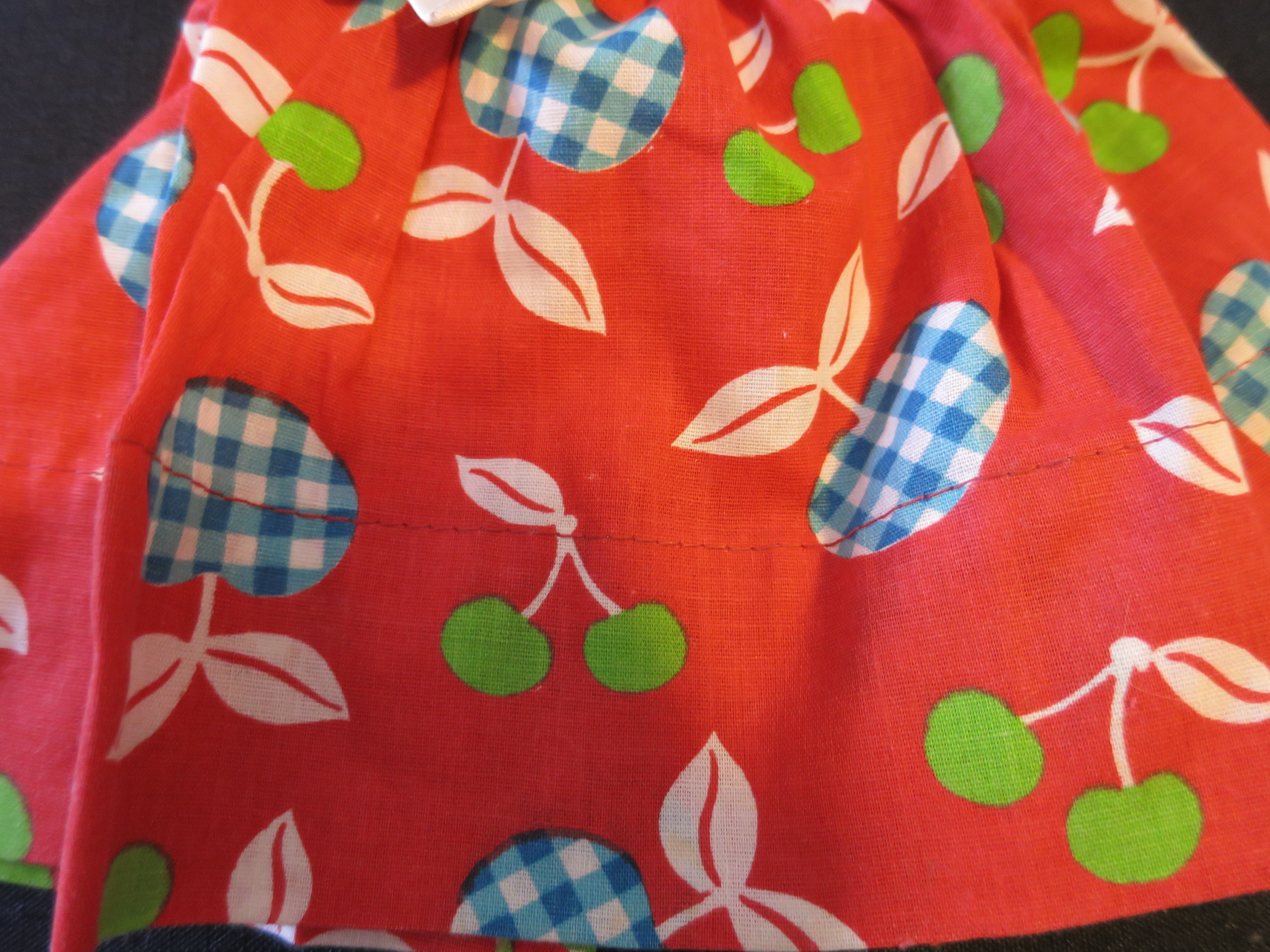 Vintage doll dress Apple Cherry Motif 1960s