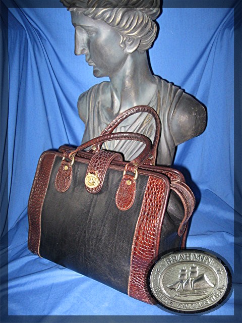 Bag Brahmin Black Tan Leather 2 Carry Handles