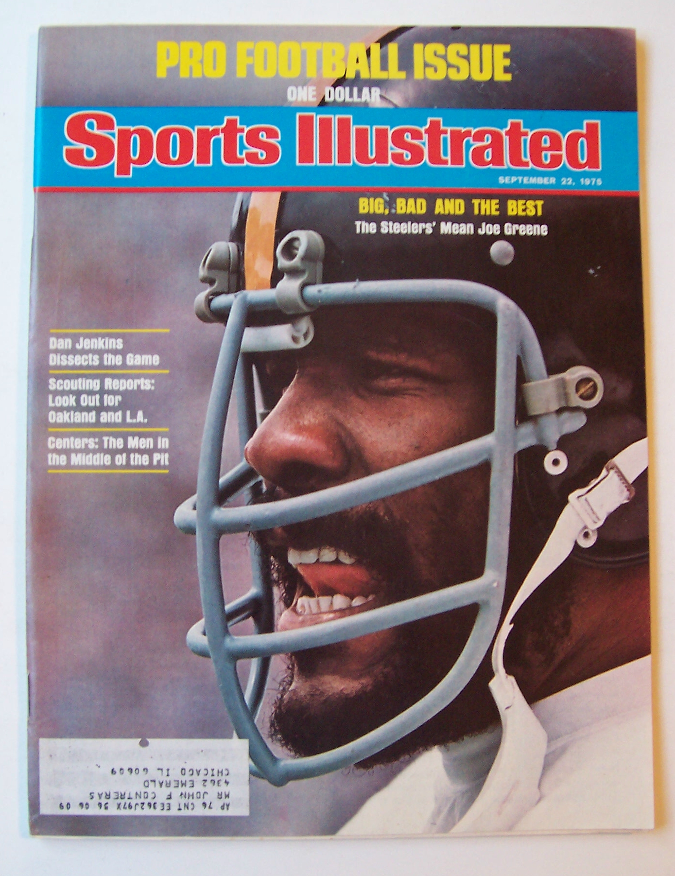 Sports Illustrated Magazine -Sept 22, 1975- Joe Greene