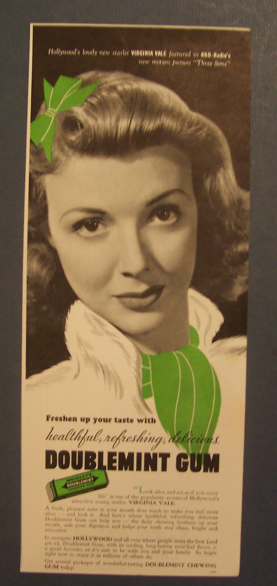 1939 Wrigley's Doublemint Chewing Gum w/ Virginia  Vale