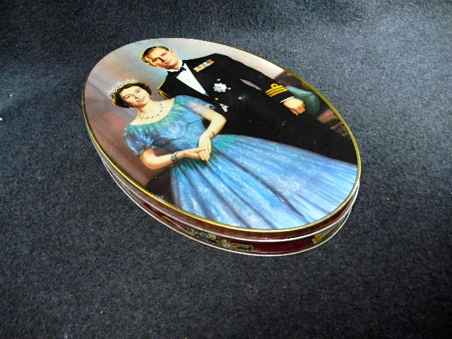 Queen Elizabeth and Phillip Biscuit Tin Carlisle Englan