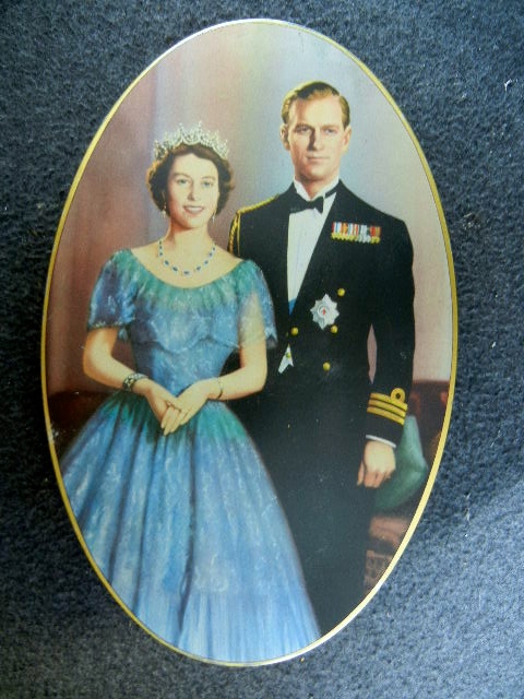 Queen Elizabeth and Phillip Biscuit Tin Carlisle Englan