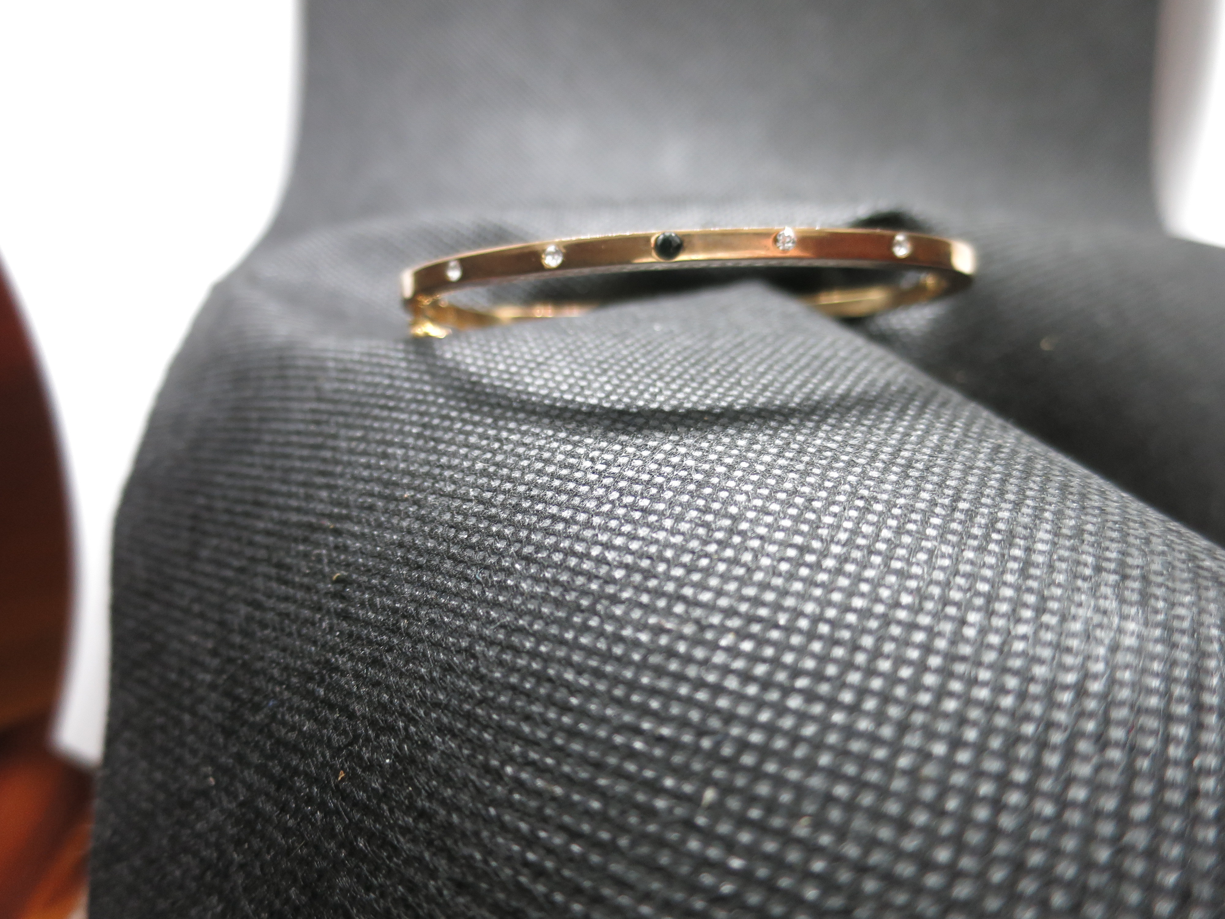 Vintage Ldadpr signed bracelet gold tone clear and blue stone