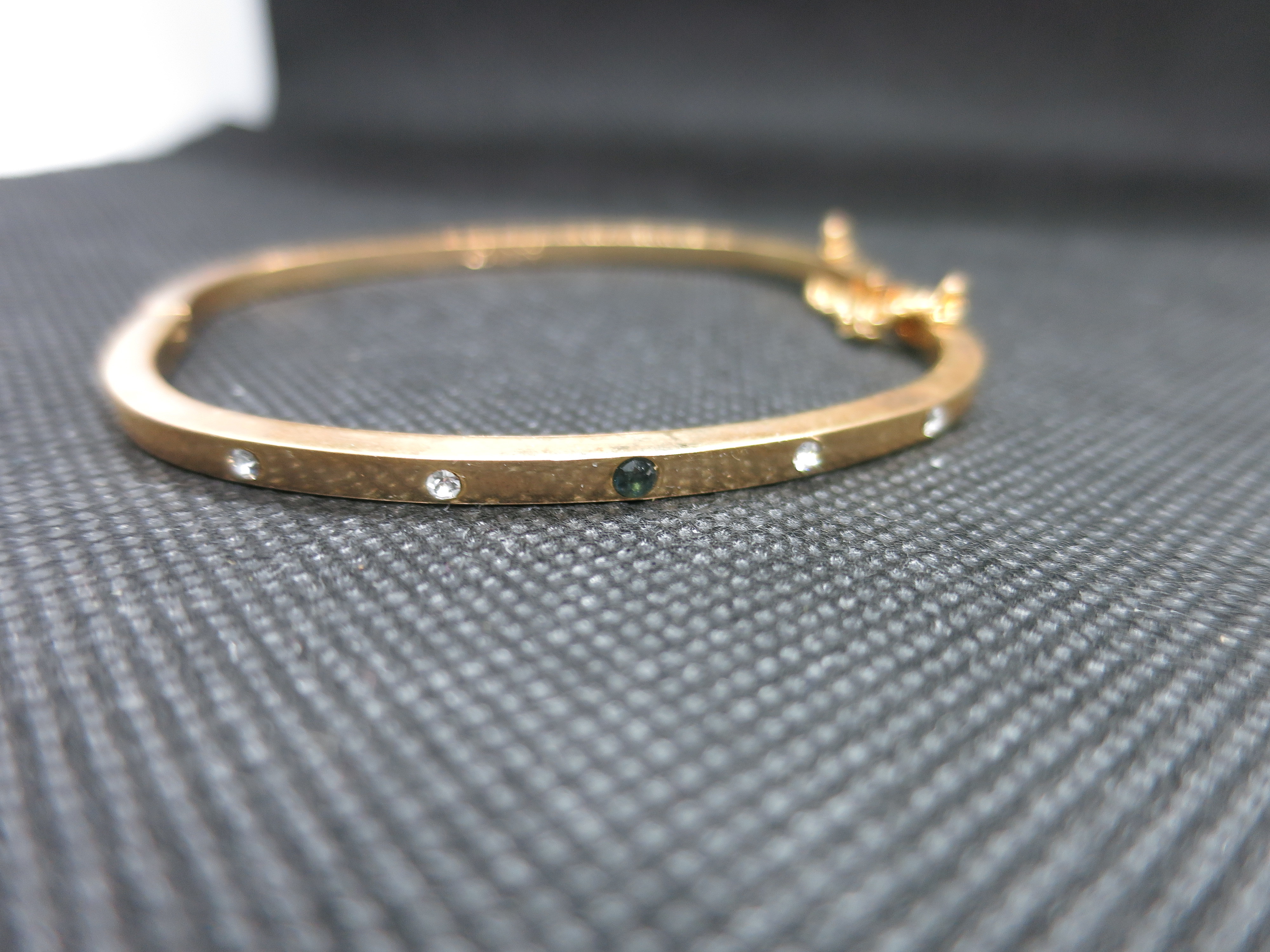 Vintage Ldadpr signed bracelet gold tone clear and blue stone