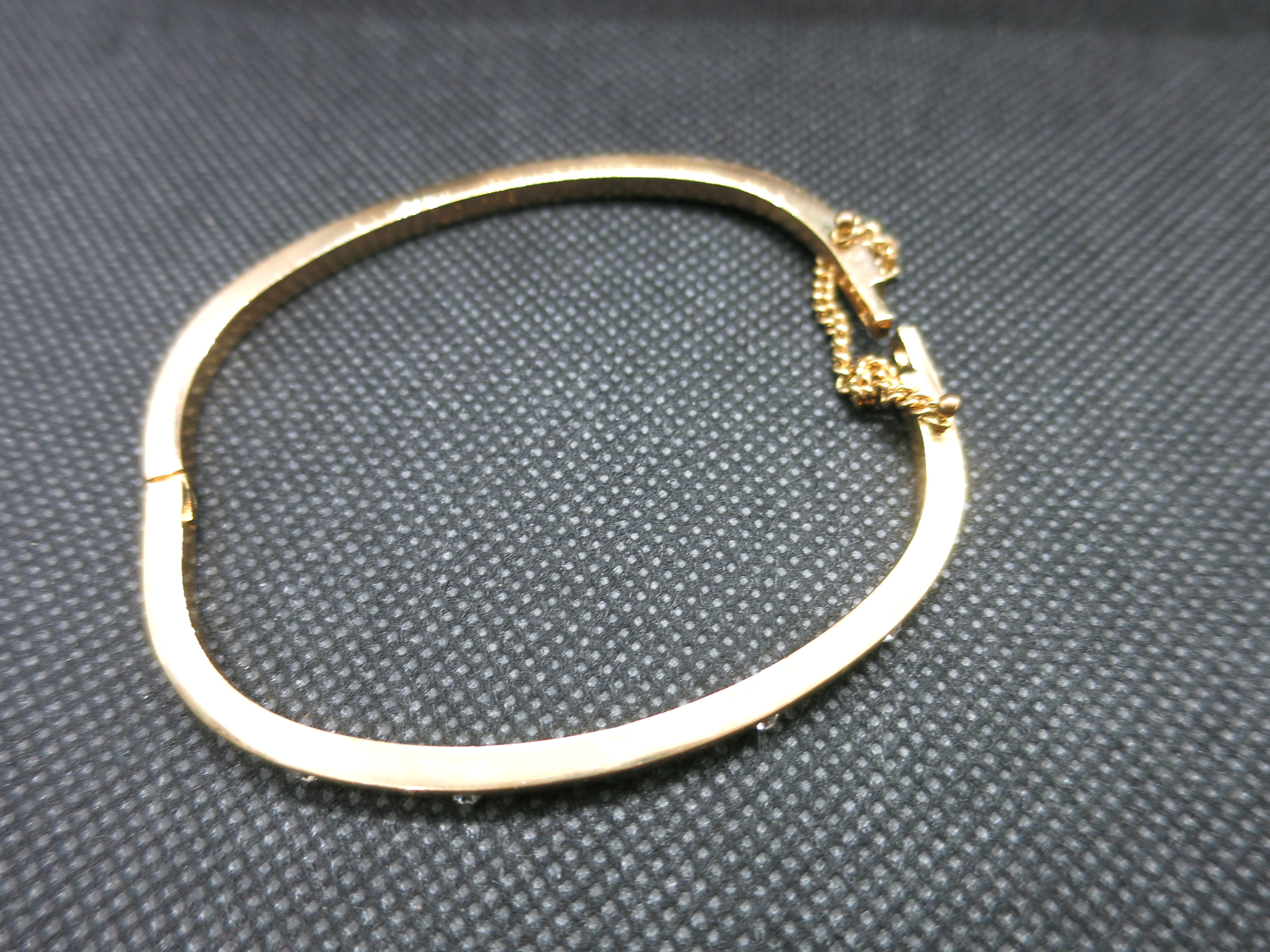 Vintage Ldadpr signed bracelet gold tone clear and blue stone