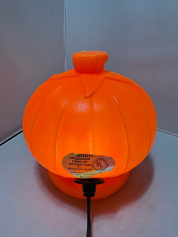 Bayshore Halloween Blow Mold Pumpkin Light Up Jack O Lantern with Label