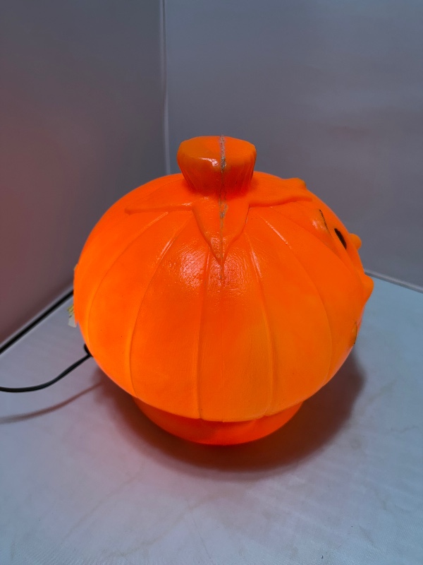 Bayshore Halloween Blow Mold Pumpkin Light Up Jack O Lantern with Label