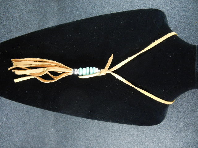 Turquoise Deerskin Leather Crystals Artist Necklace