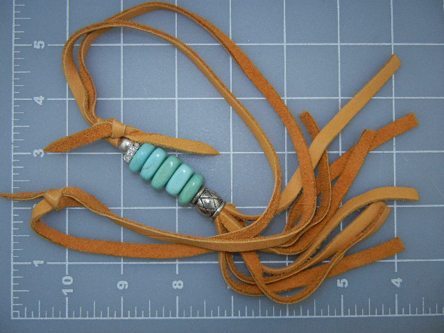 Turquoise Deerskin Leather Crystals Artist Necklace