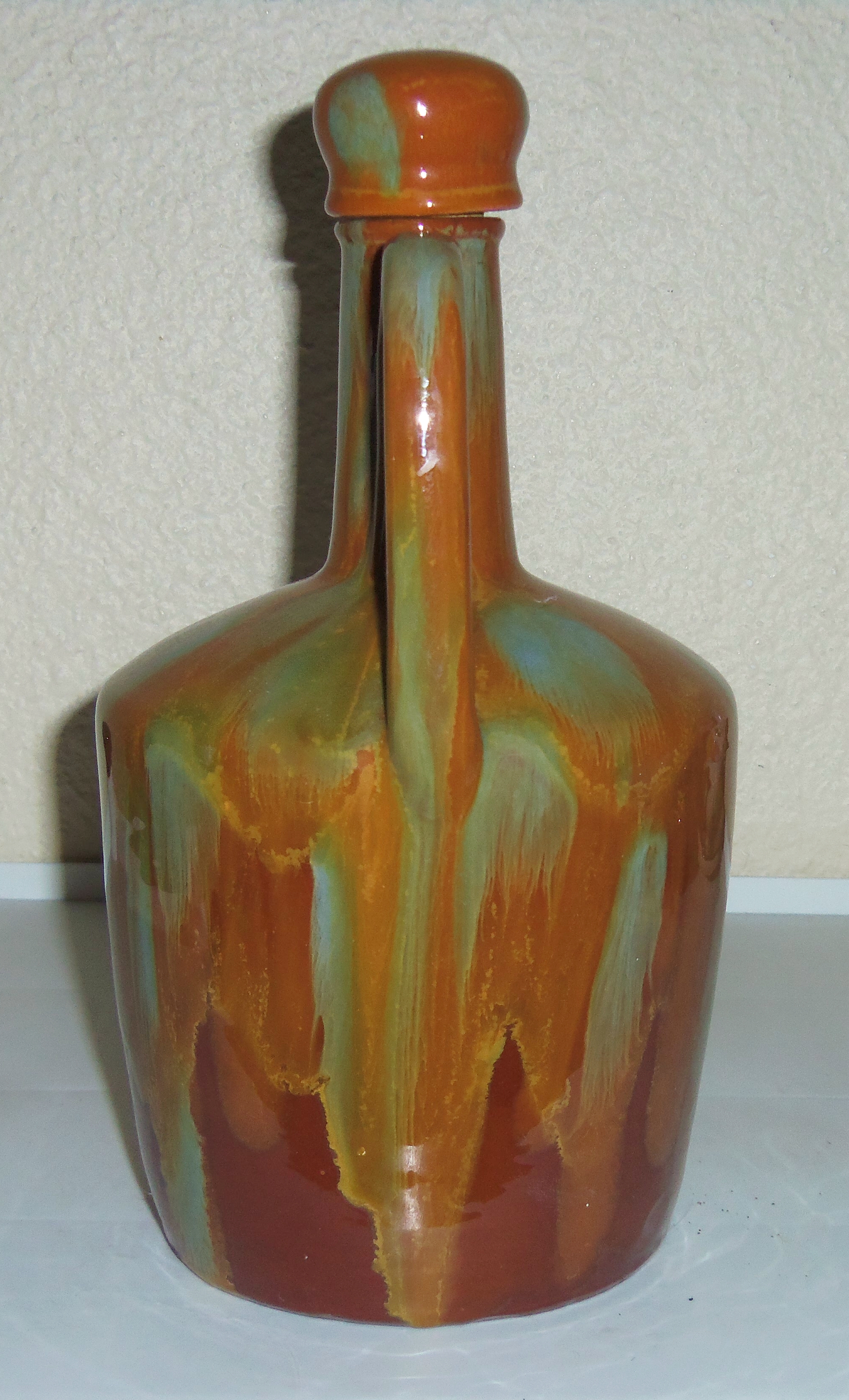 Switzerland Art Pottery Brown Flambe Musical Jug W/Cap!