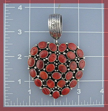 Navajo Spiny Oyster Sterling Silver Heart Pendant TED J