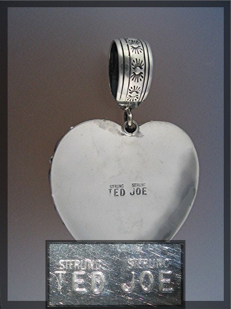 Navajo Spiny Oyster Sterling Silver Heart Pendant TED J
