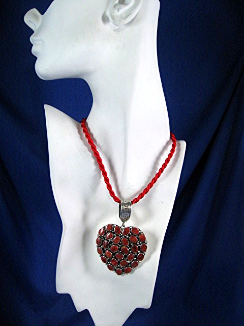 Navajo Spiny Oyster Sterling Silver Heart Pendant TED J