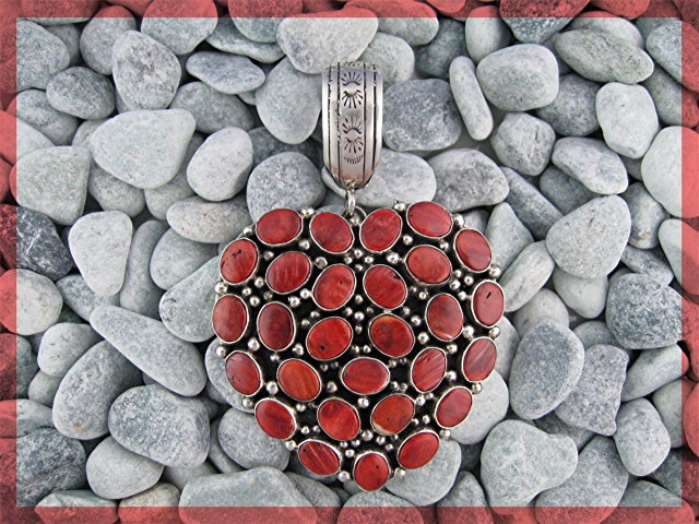 Navajo Spiny Oyster Sterling Silver Heart Pendant TED J