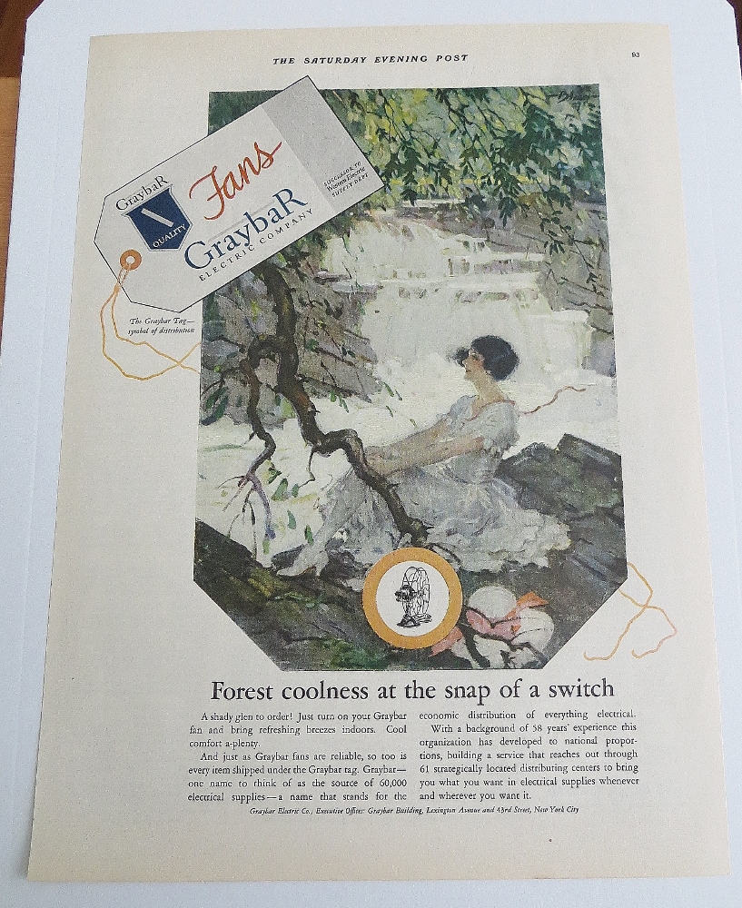 1927 Graybar Fans With Woman Sitting