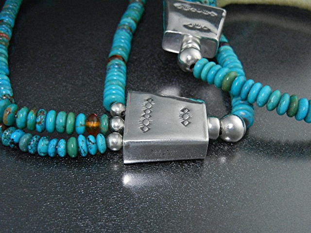 Navajo Turquoise Sterling Silver 3 Strand Necklace