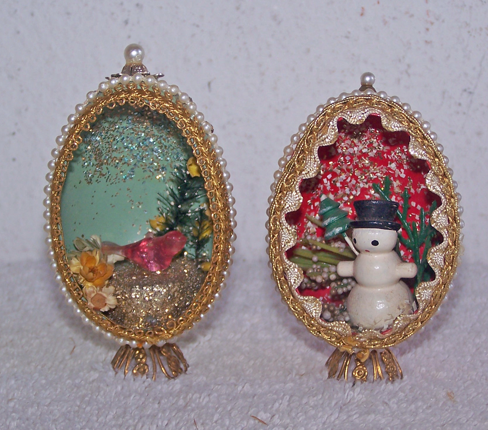 Christmas Figures in Cut Out Decorated Plastic Egg
