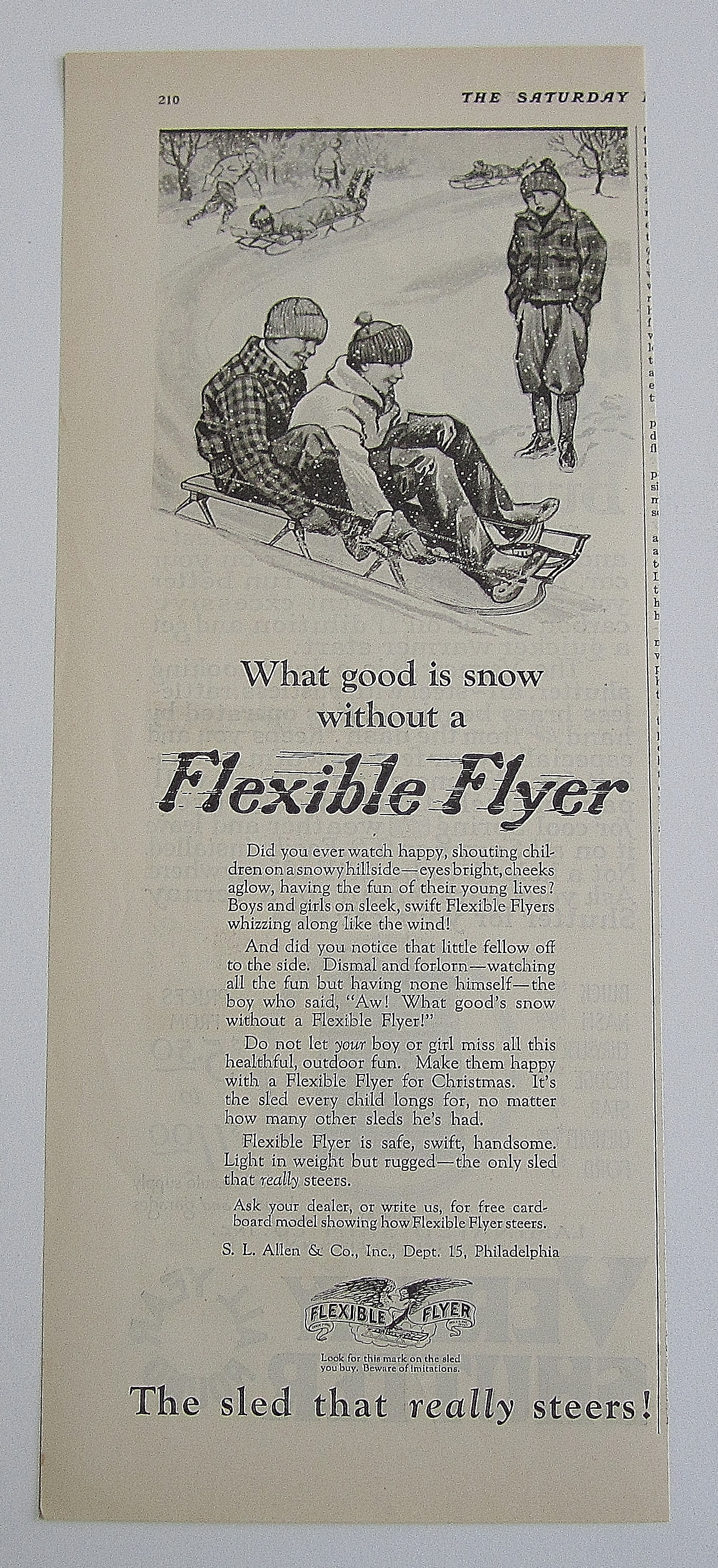 1926 American Flyer With Group Of Boys On Sled