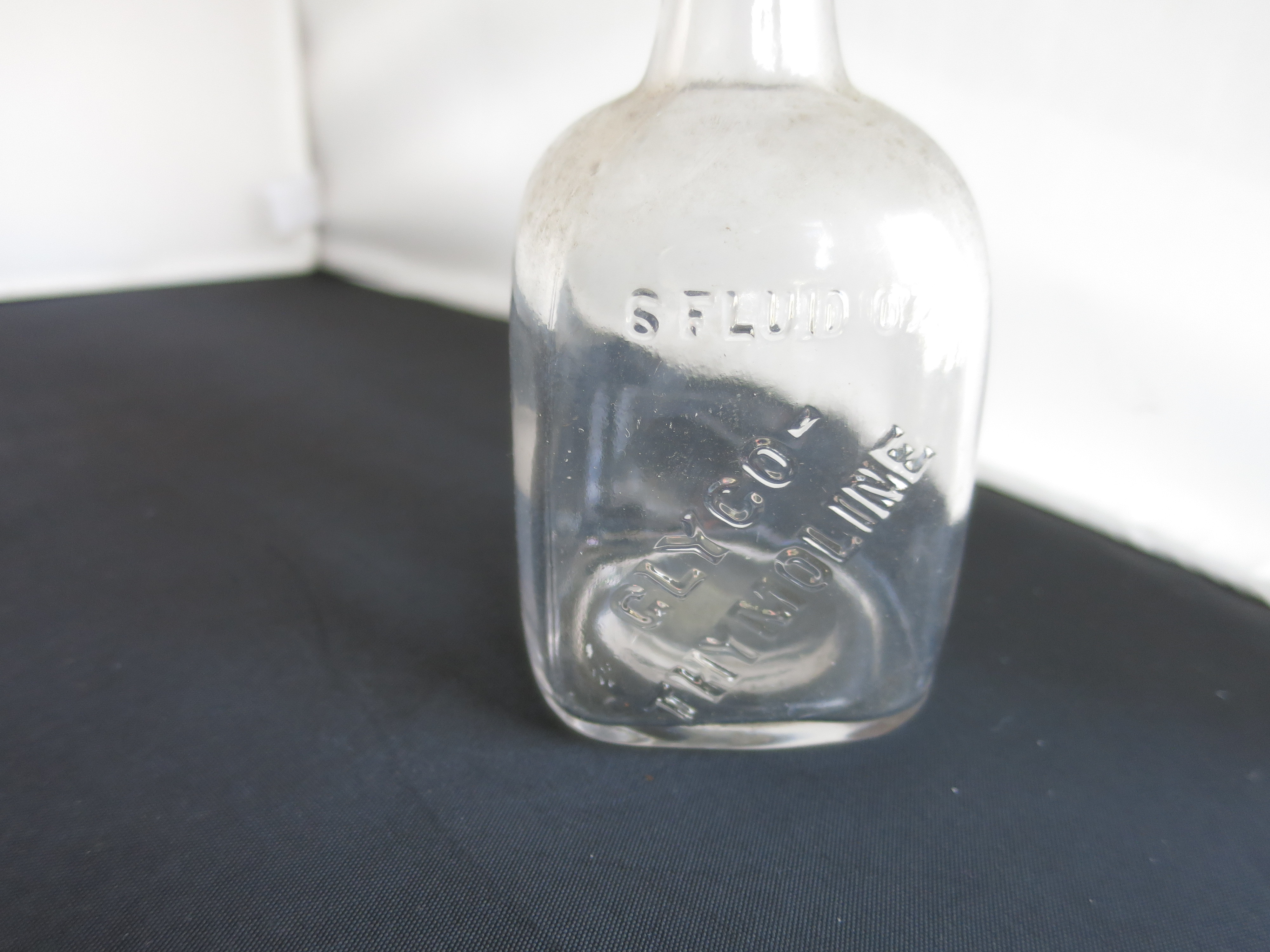 Antique Glyco Thymoline Mouthwash Embossed Bottle 6 Fluid OZ