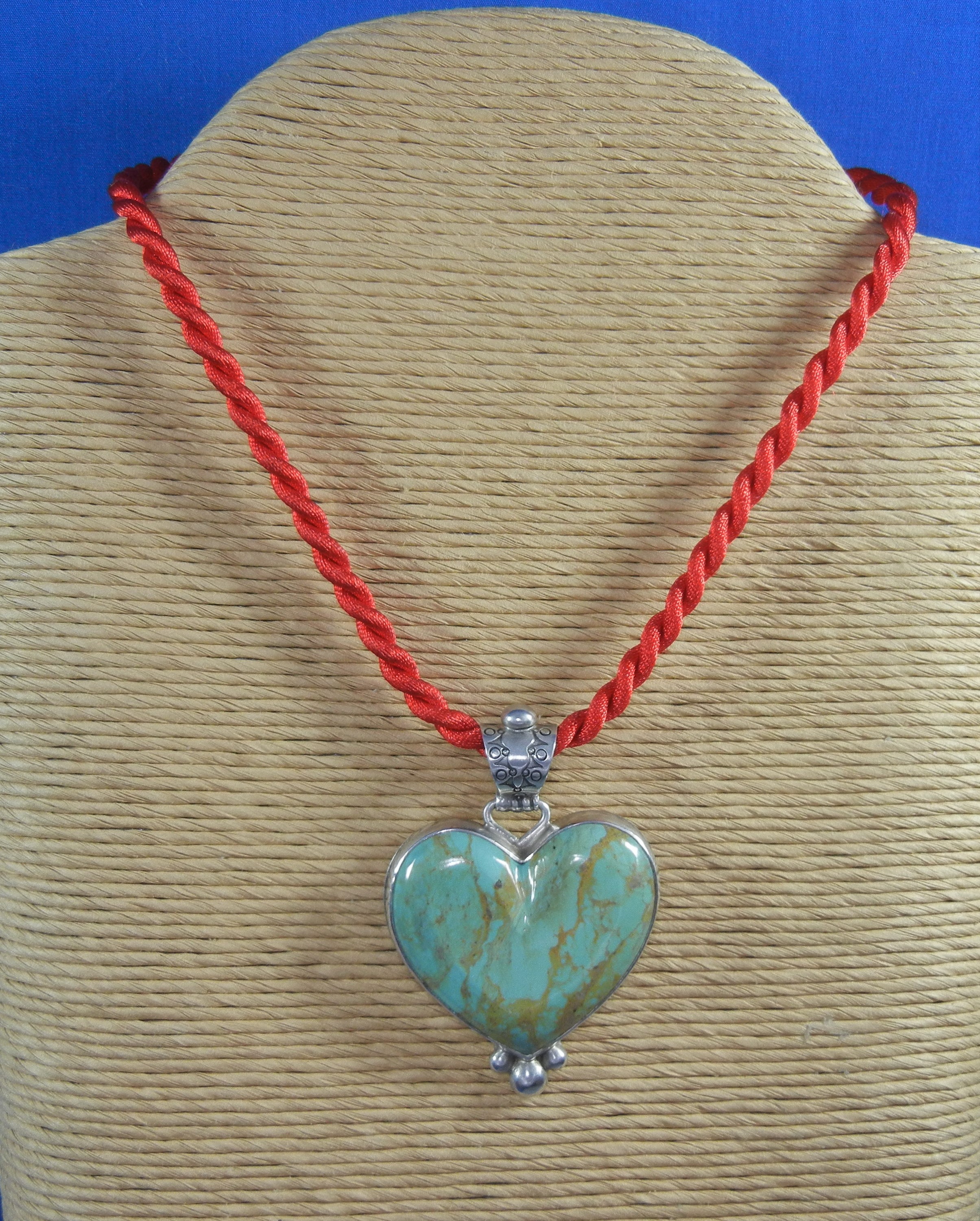 David Troutman Sterling Silver Turquoise Amethyst Heart