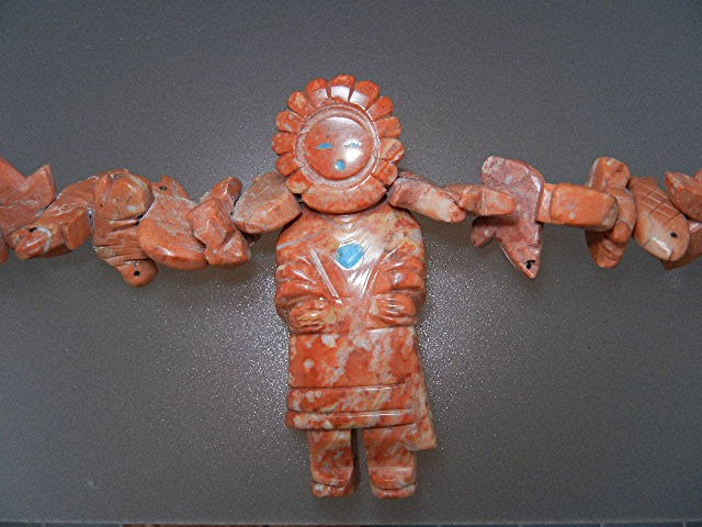 Carved Stone Fetish Squaw Wrap Necklace
