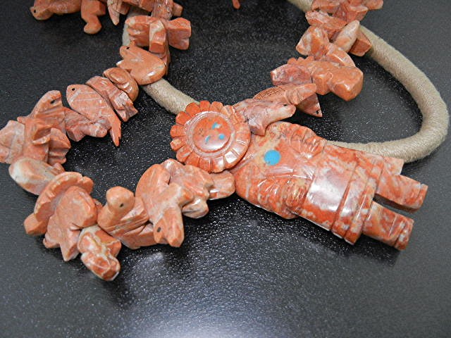 Carved Stone Fetish Squaw Wrap Necklace