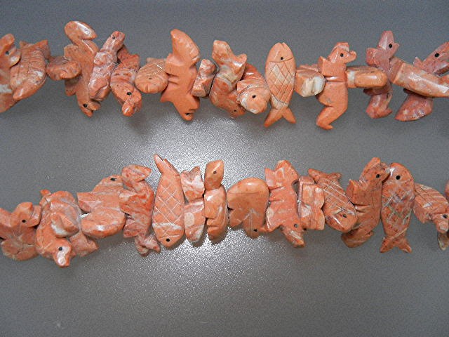 Carved Stone Fetish Squaw Wrap Necklace