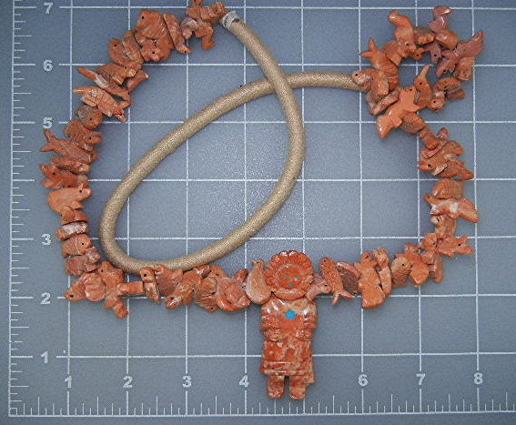Carved Stone Fetish Squaw Wrap Necklace