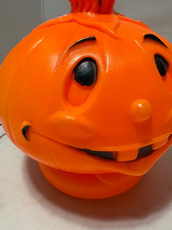 Bayshore Halloween Blow Mold Pumpkin Light Up Jack O Lantern with Label
