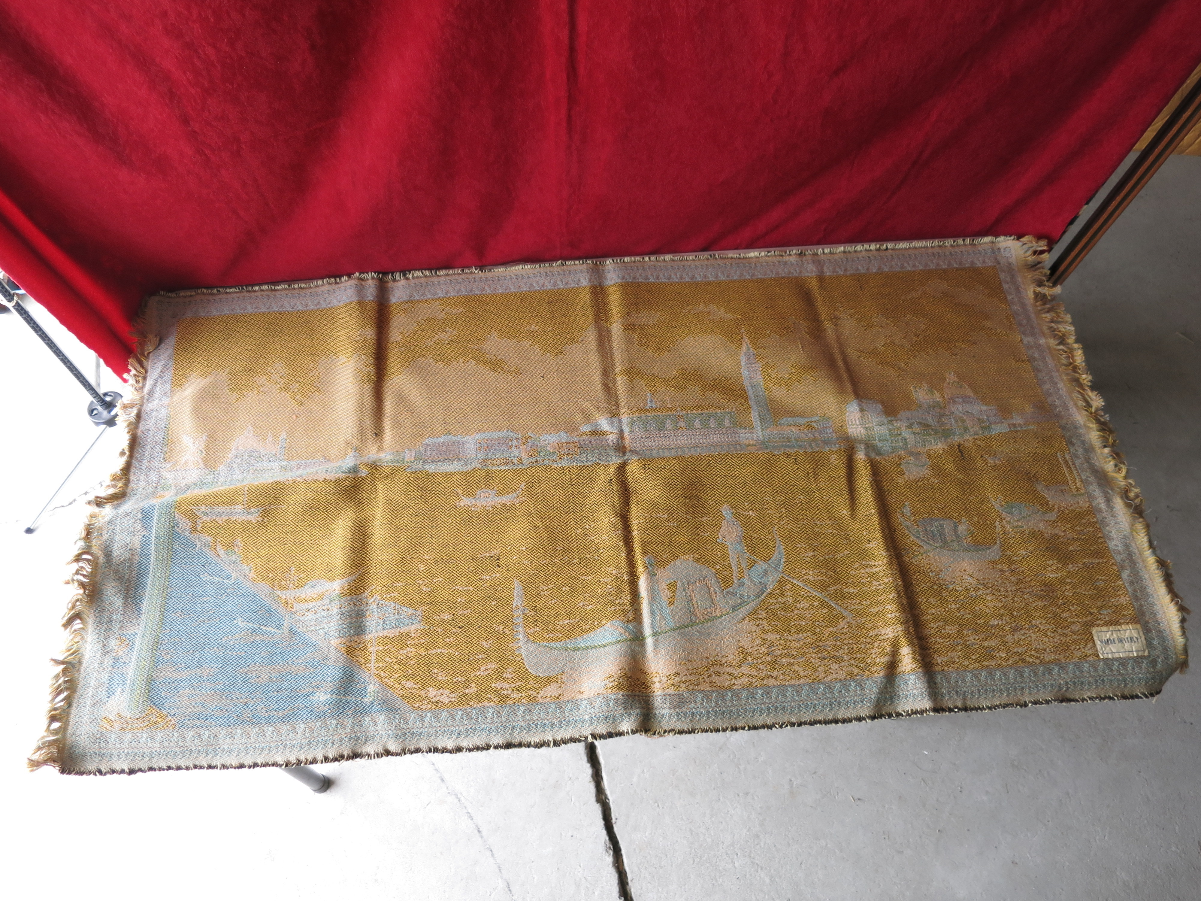 Antique Tapestry Venezia Italy Bucintoro at Dock possible scene