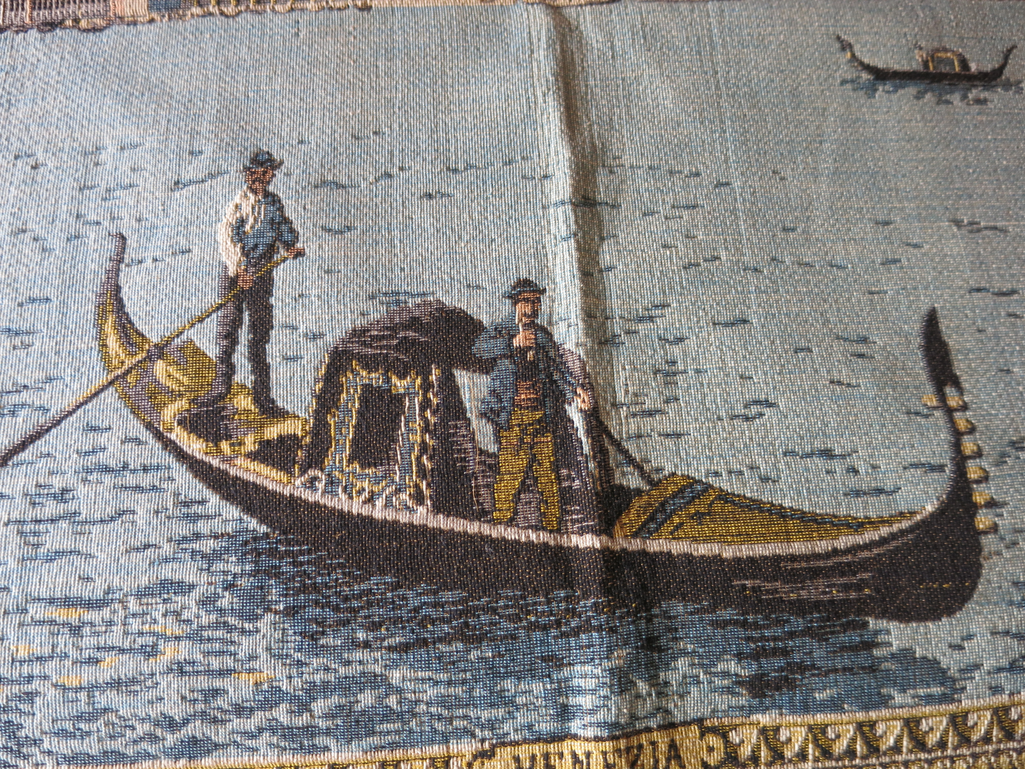 Antique Tapestry Venezia Italy Bucintoro at Dock possible scene