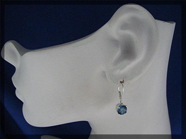 Blue Topaz Sterling Silver Levedrbak pierced Dangle Ear