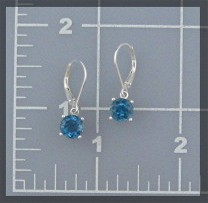 Blue Topaz Sterling Silver Levedrbak pierced Dangle Ear