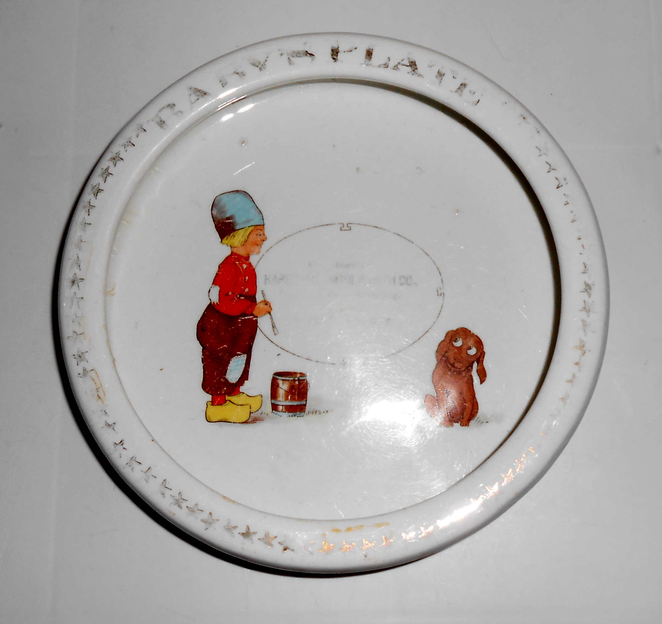 Porcelain Dutch Boy W/Dog Promotional Baby Plate!
