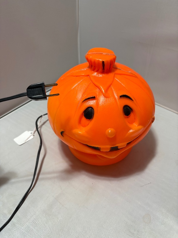 Bayshore Halloween Blow Mold Pumpkin Light Up Jack O Lantern with Label