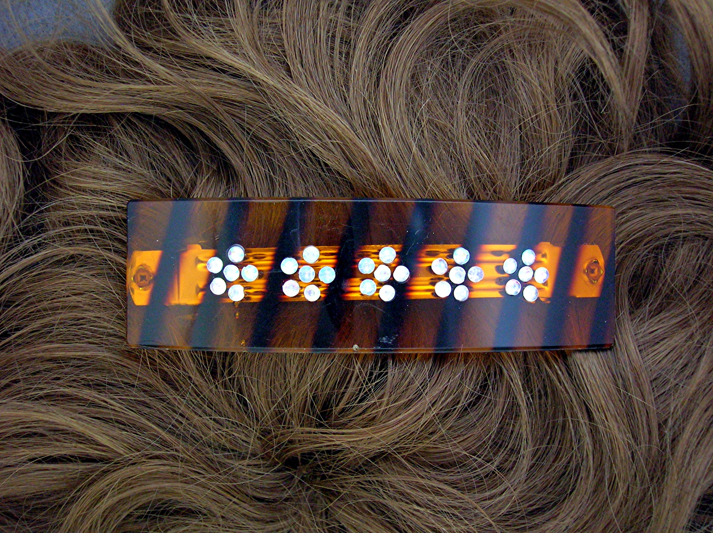 Crystal Flower Lucite Hair Barrette