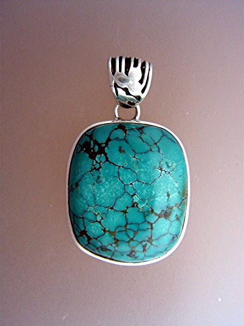Sterling Silver Chinese Turquoise Pendant