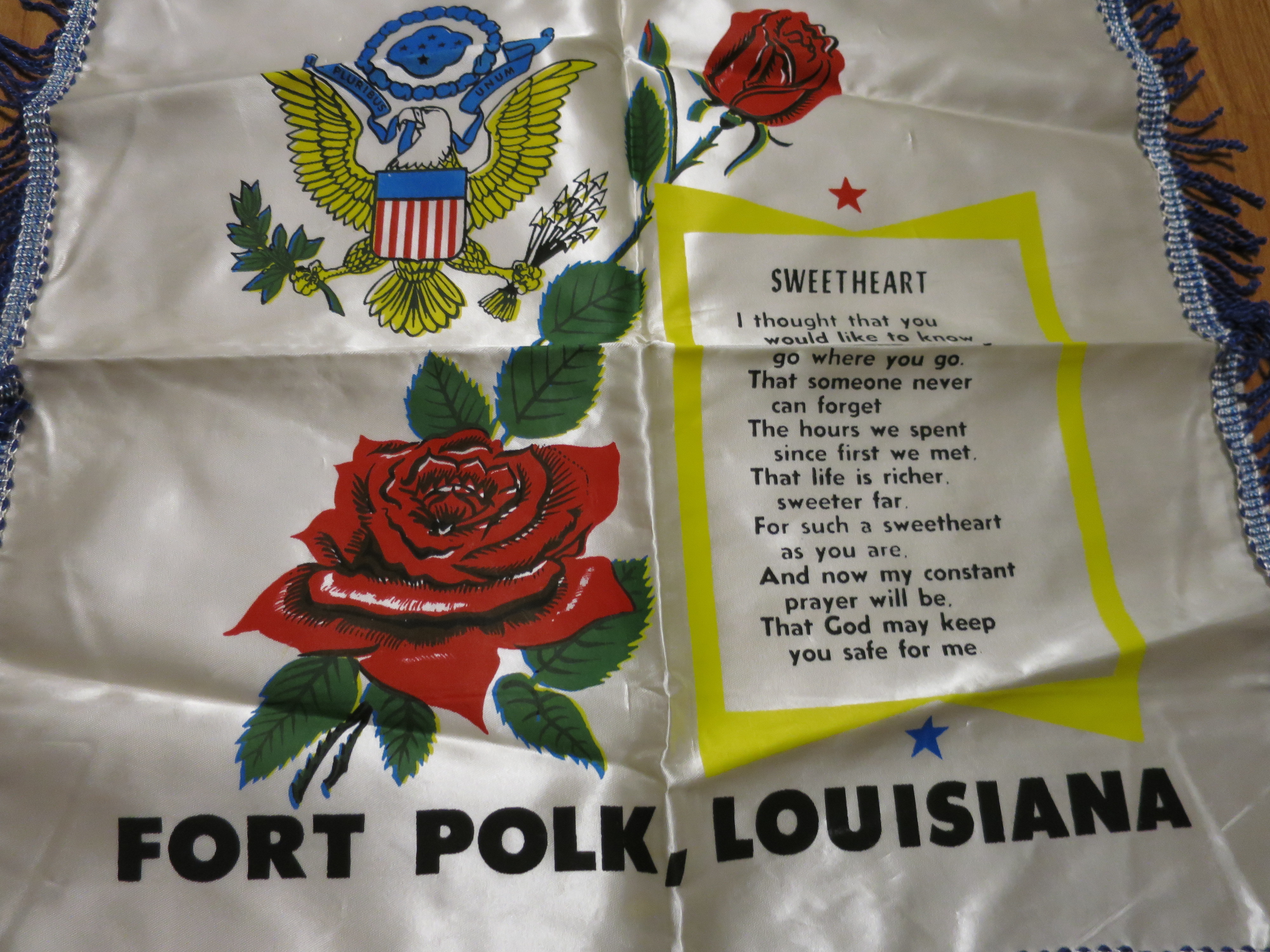 Fort Polk Louisiana U.S. Army Pillow Cover Sweetheart Souvenir