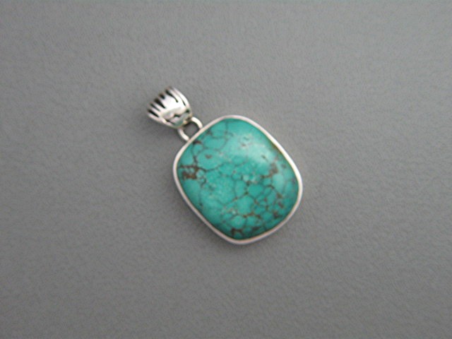 Sterling Silver Chinese Turquoise Pendant