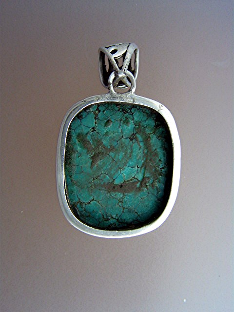 Sterling Silver Chinese Turquoise Pendant