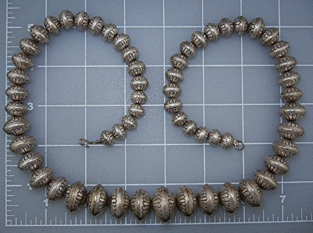 Navajo Sterling Silver Handmade Beads Graduated Necklac