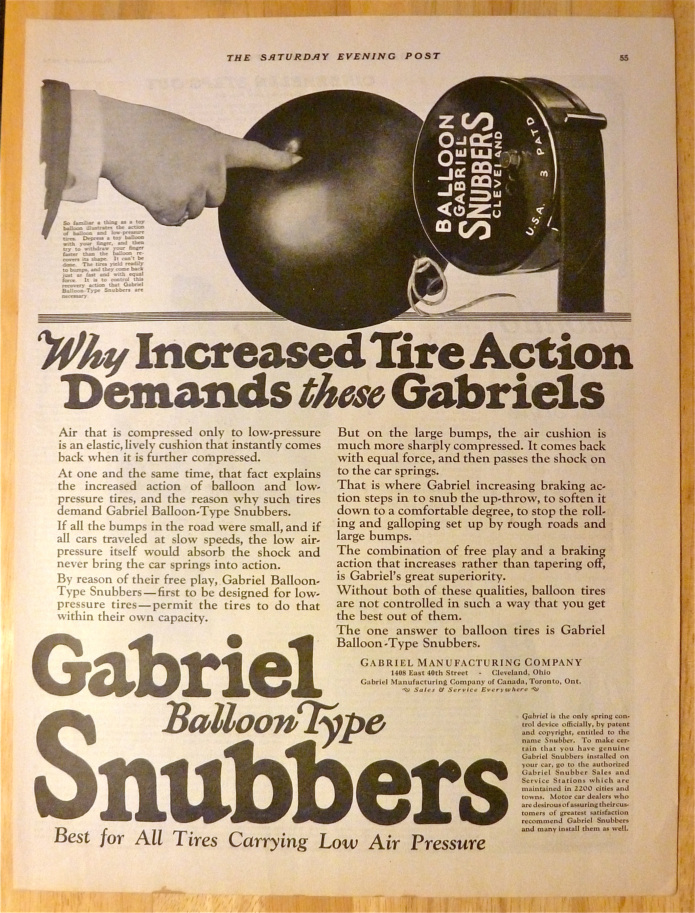 1924 Gabriel Snubbers with Person's Finger Pushing