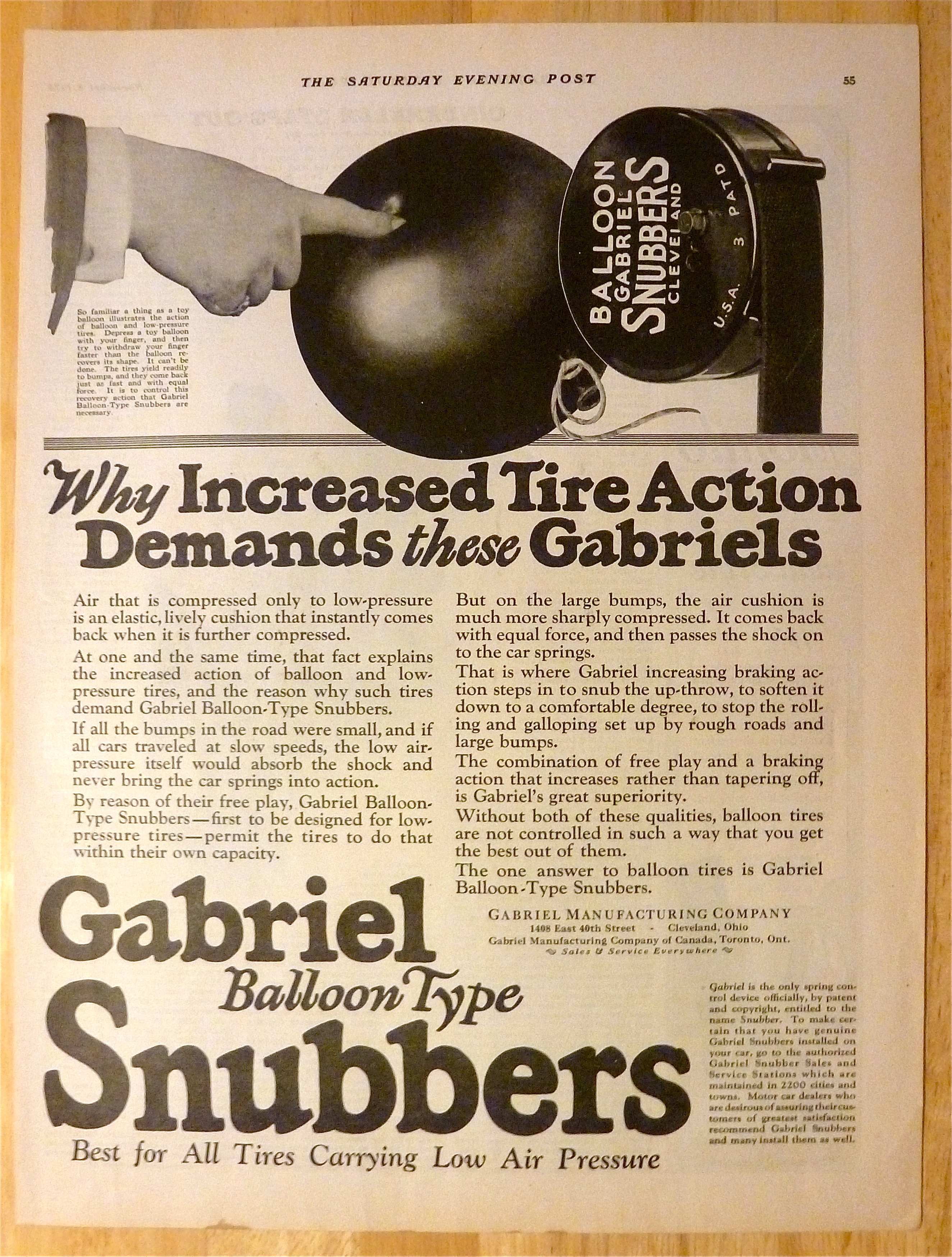 1924 Gabriel Snubbers with Person's Finger Pushing