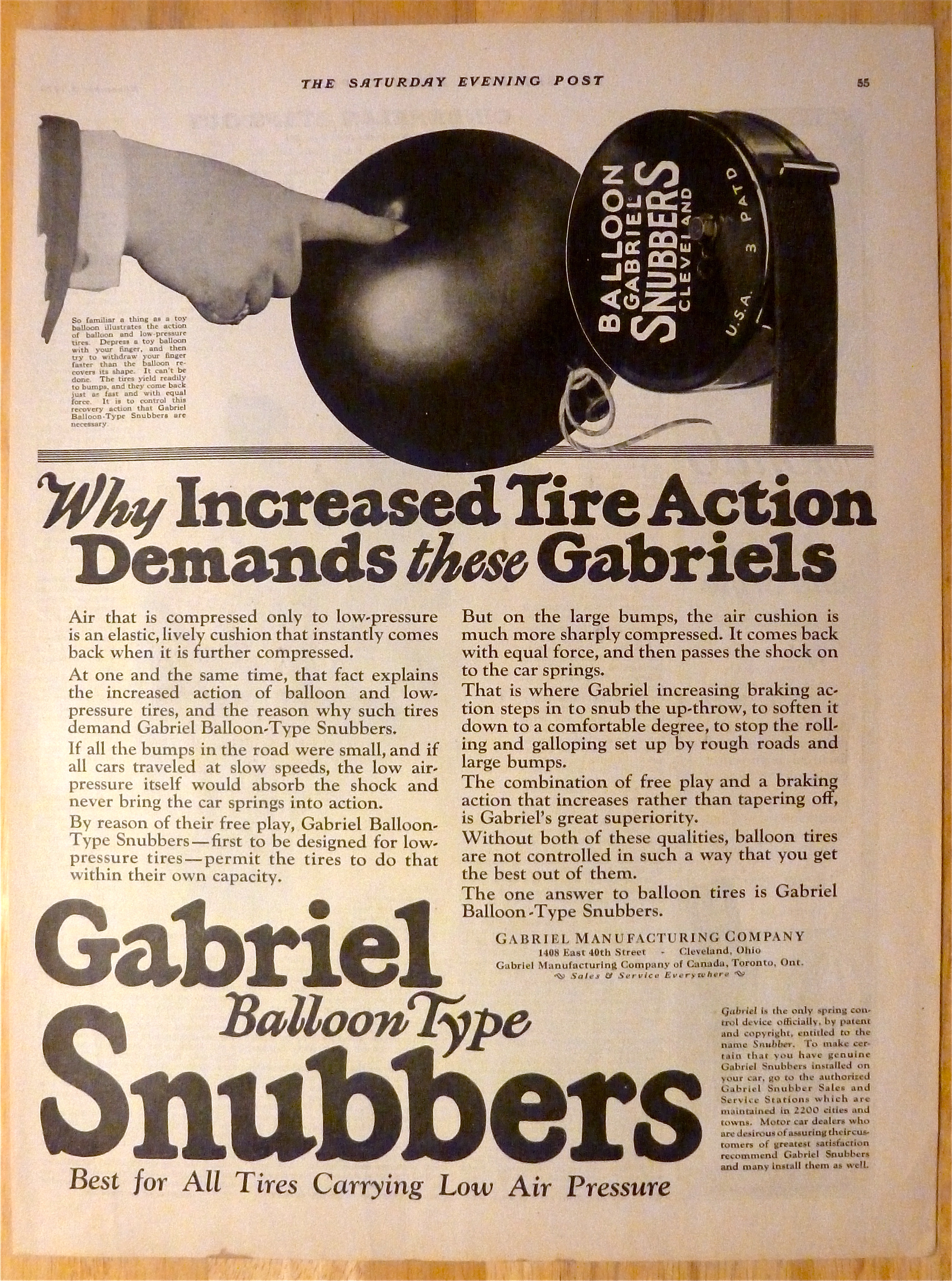 1924 Gabriel Snubbers with Person's Finger Pushing