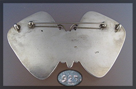 Pendant Pin Sterling Silver Turquoise Coral Butterfly N