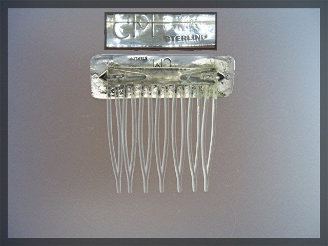 Navajo Mediterranean Coral Sterling Silver Comb Charlie